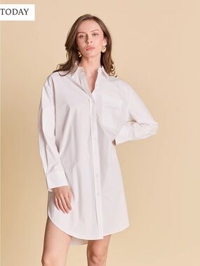 English Factory White Oversized Linen-Blend Button-Down Shirt